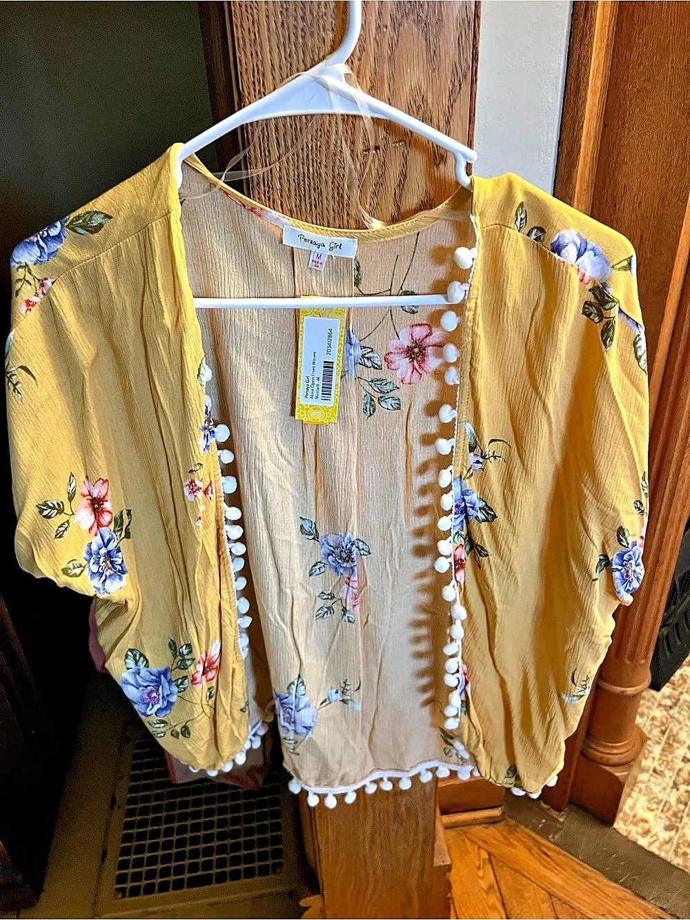 Persaya Girl Alixie Open Front Woven Kimono Blouse Medium